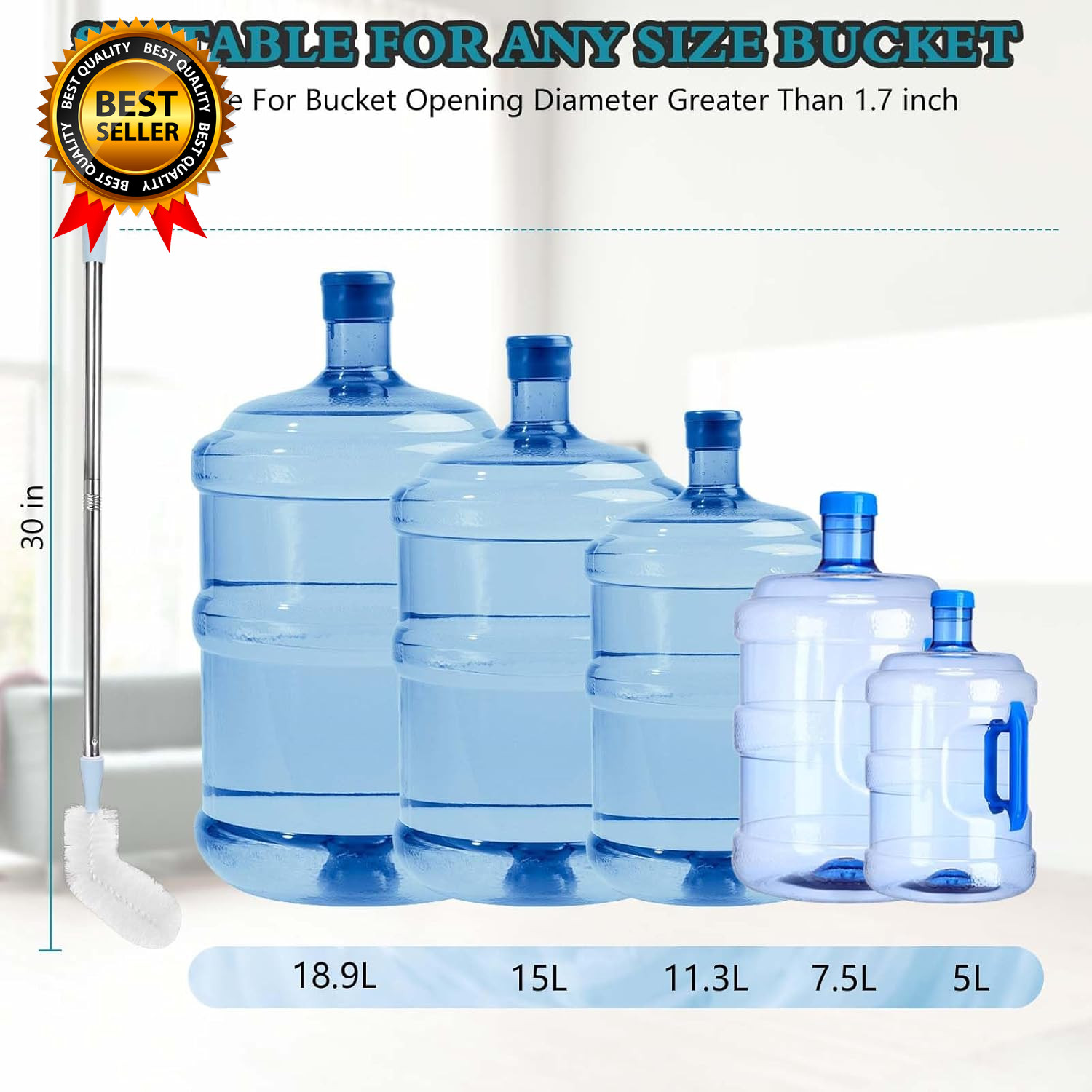 2-Pack 28’ Long Bottle Brush 3 and 5 Gallon Bottle Cleaning Brush Water Bottle
