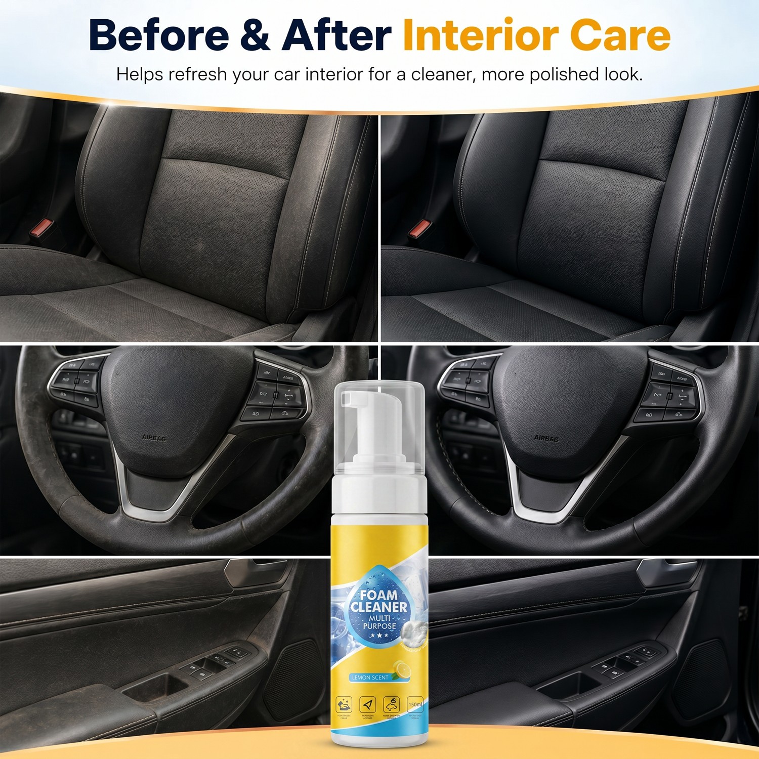 New 4-in-1 Multi-Enzyme Foam Cleaner, All-Purpose Spray 5oz with Sponge & Towel