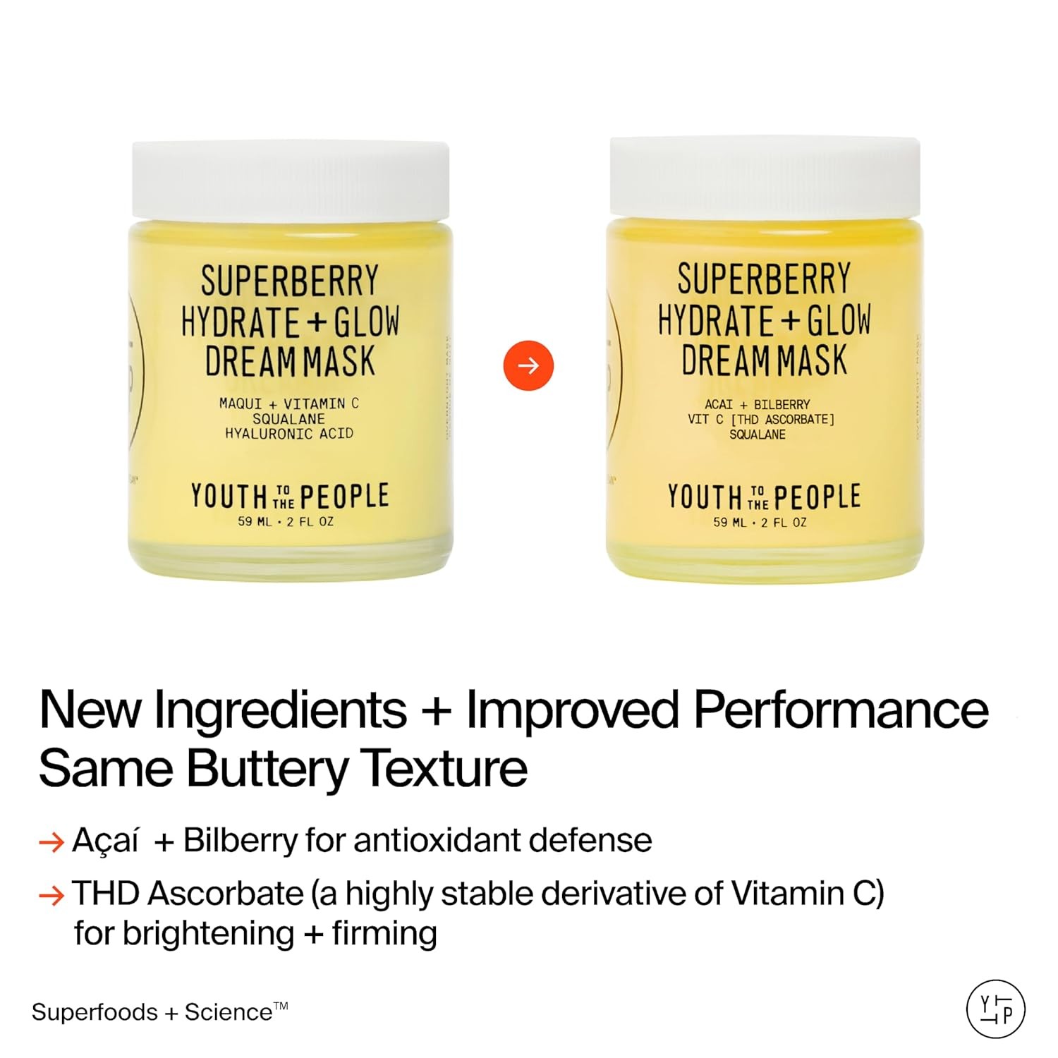 Youth To The People Superberry Hydrate + Glow Dream Mask – Hyaluronic Acid, Sq