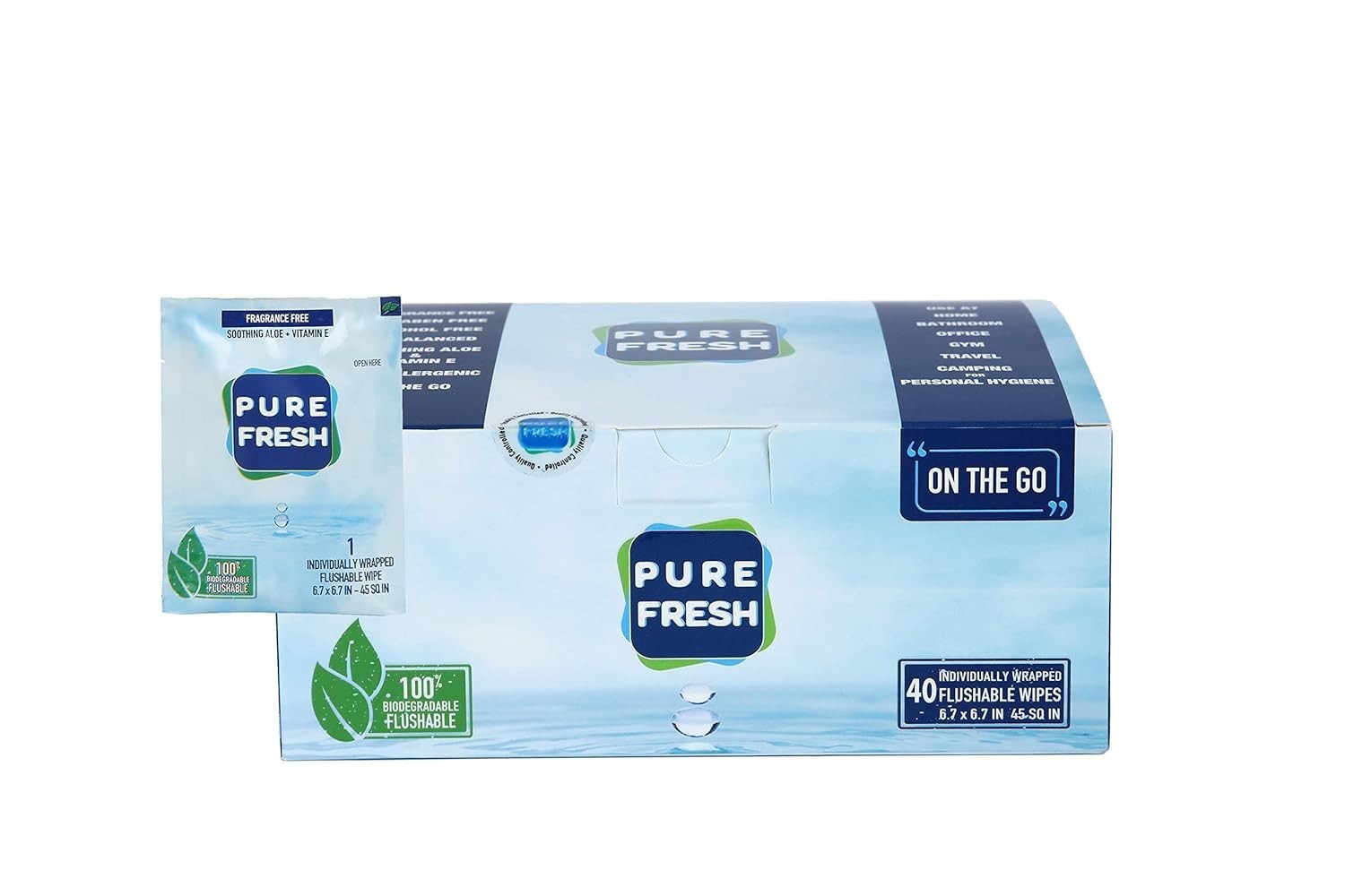 Biodegradable 40 Count PureFresh Wet Wipes – Aloe, Hypoallergenic & Travel-Ready