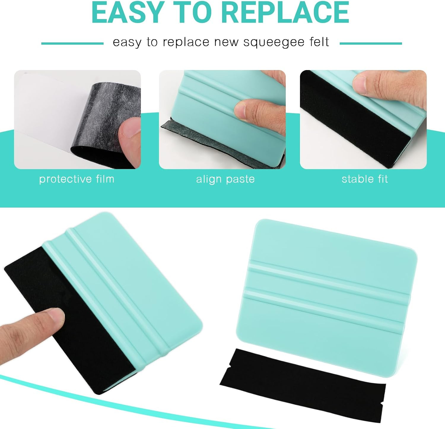 Squeegee for Vinyl- Felt Vinyl Squeegee 2 Pcs,Purple and Teal Squeegees Scraper
