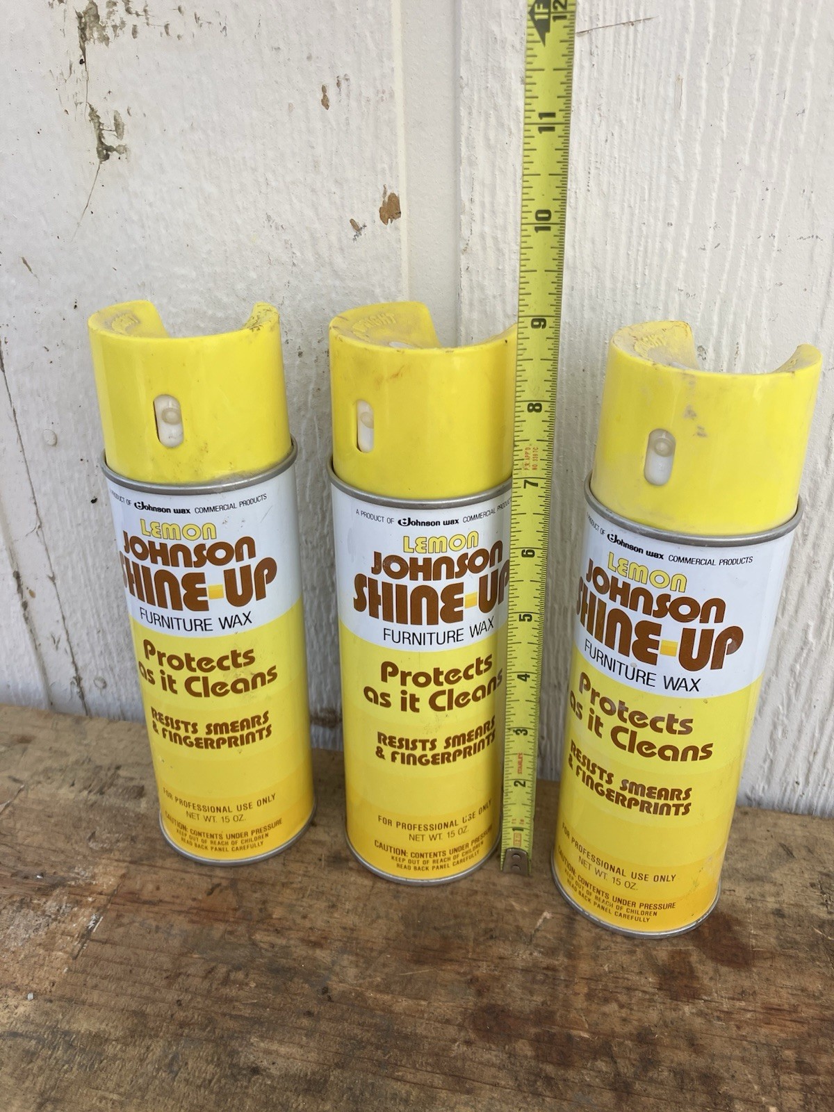 Lot of (3) Full Vtg 1982 Johnson Wax Lemon Shine Up Spray Cleaner Protects 15 oz
