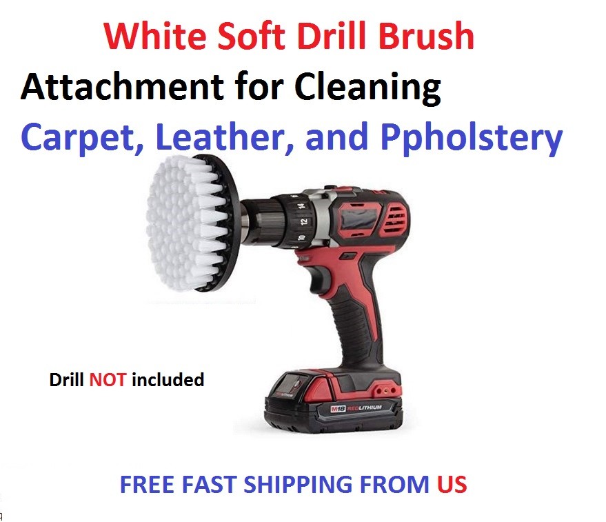 5 inch White Soft Drill Brush Attachment for Cleaning Carpet, Leather,Ppholstery