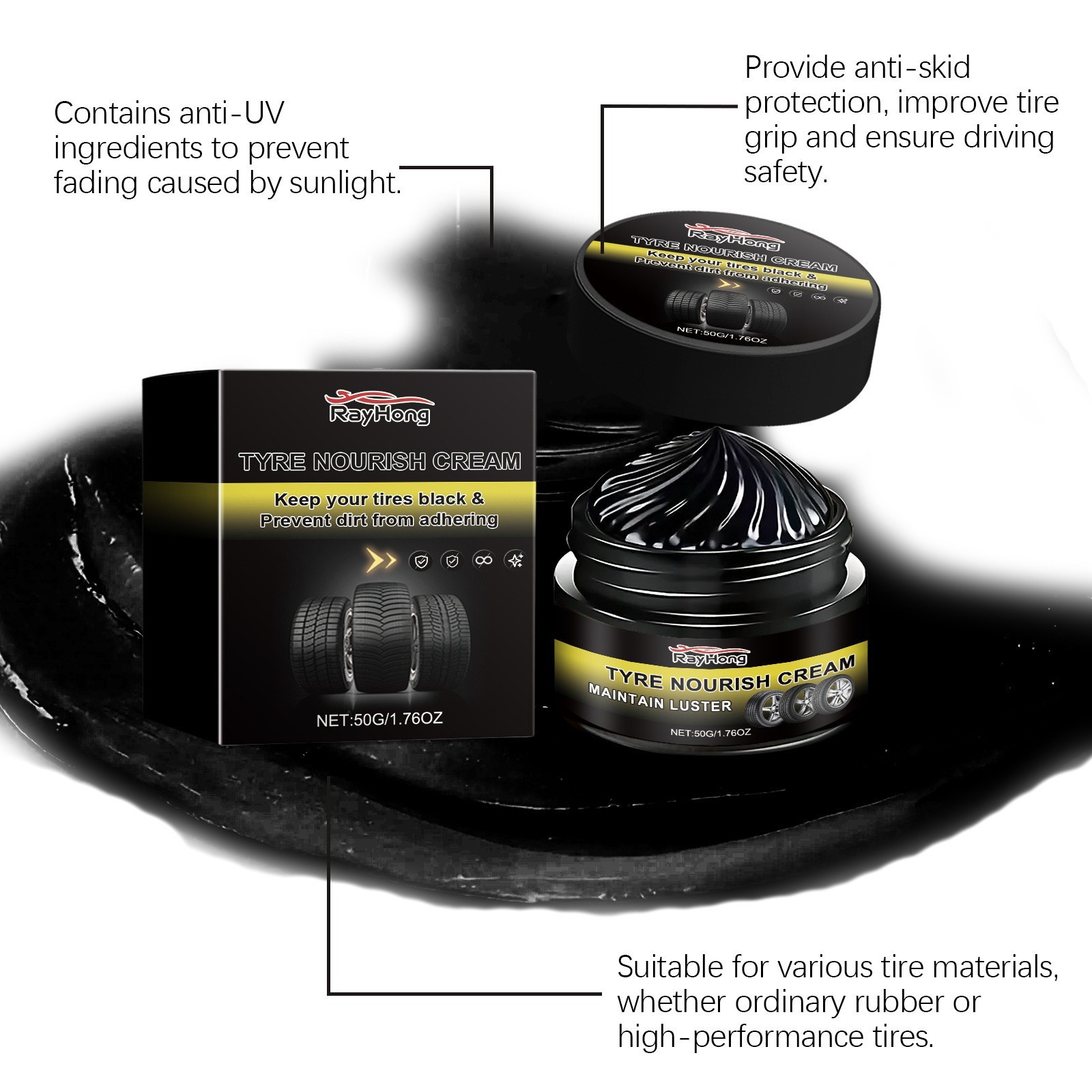Tyre Nourish Cream,Maintain Luster For Cars,UV Protection And Waterproof Coating