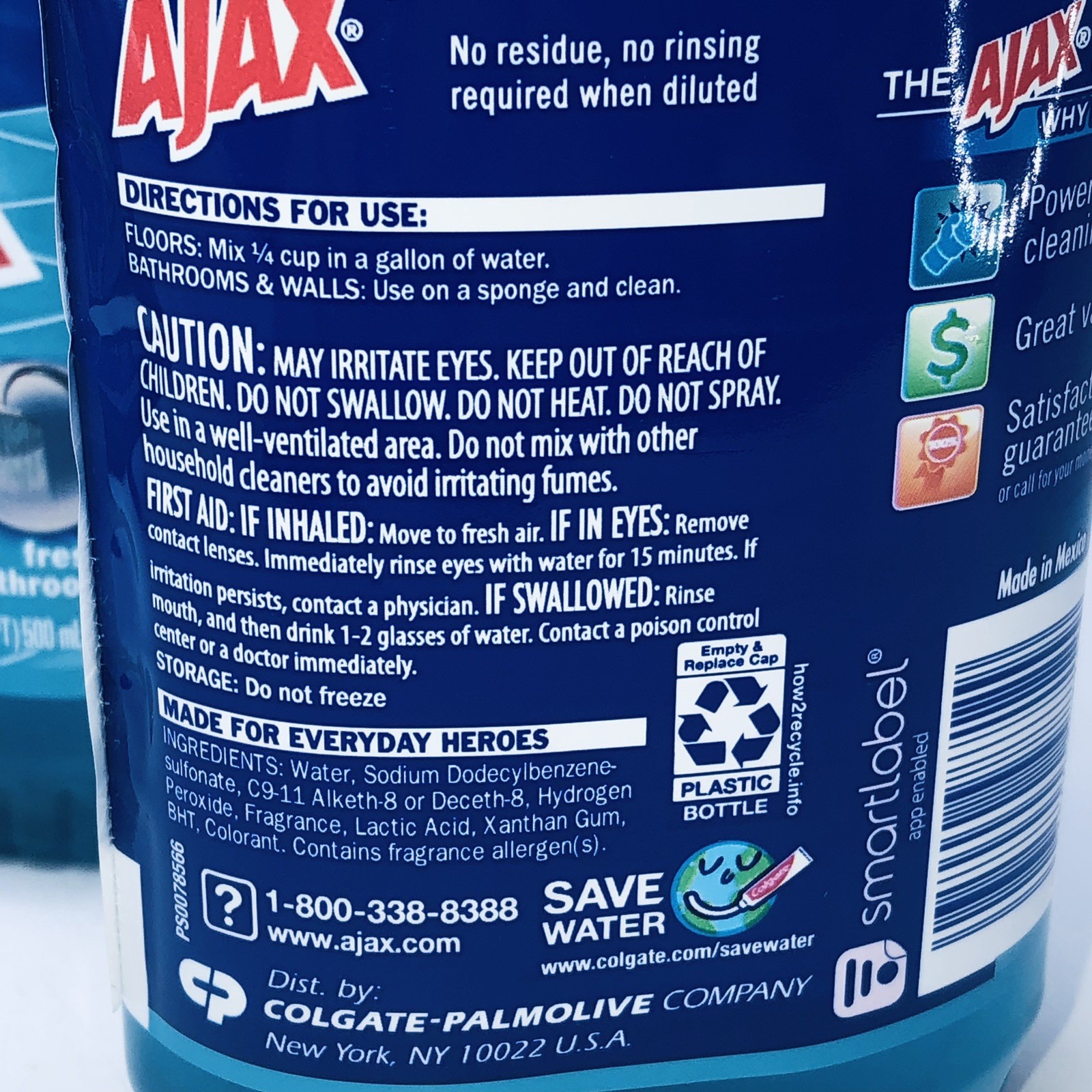 Ajax Lasting FRESH BATHROOM All Purpose Cleaner 16.9 oz ea No Residue 6 Bottles