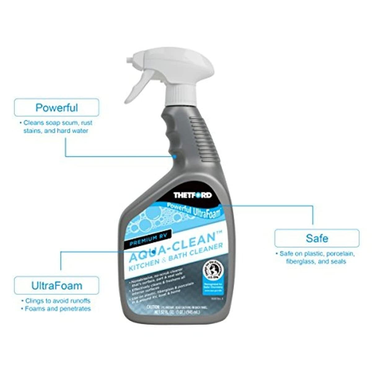 Thetford Aqua Clean 32 Oz Multi Surface Cleaner for Kitchen and Bath