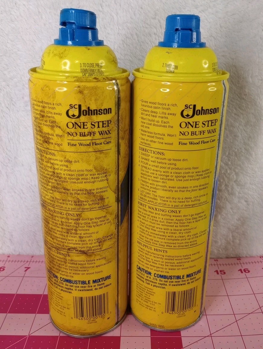 SC Johnson One Step No Buff Wax Fine Wood Floor Care 22 fl oz Vintage 1988 READ