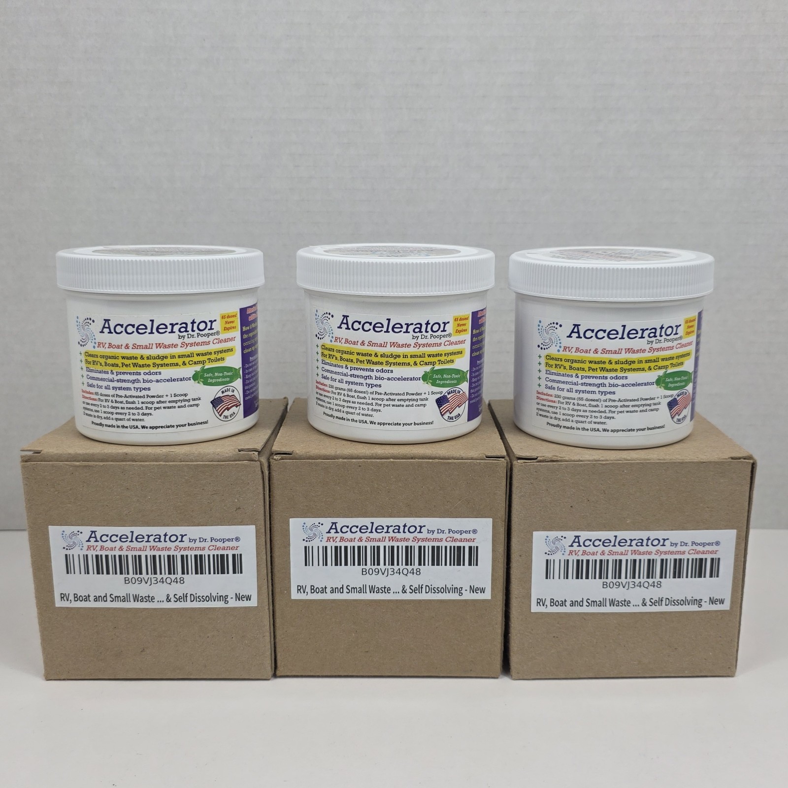 Accelerator By Dr. Pooper – RV Boat Small Waste Systems Cleaner Powder – 3 Pack!