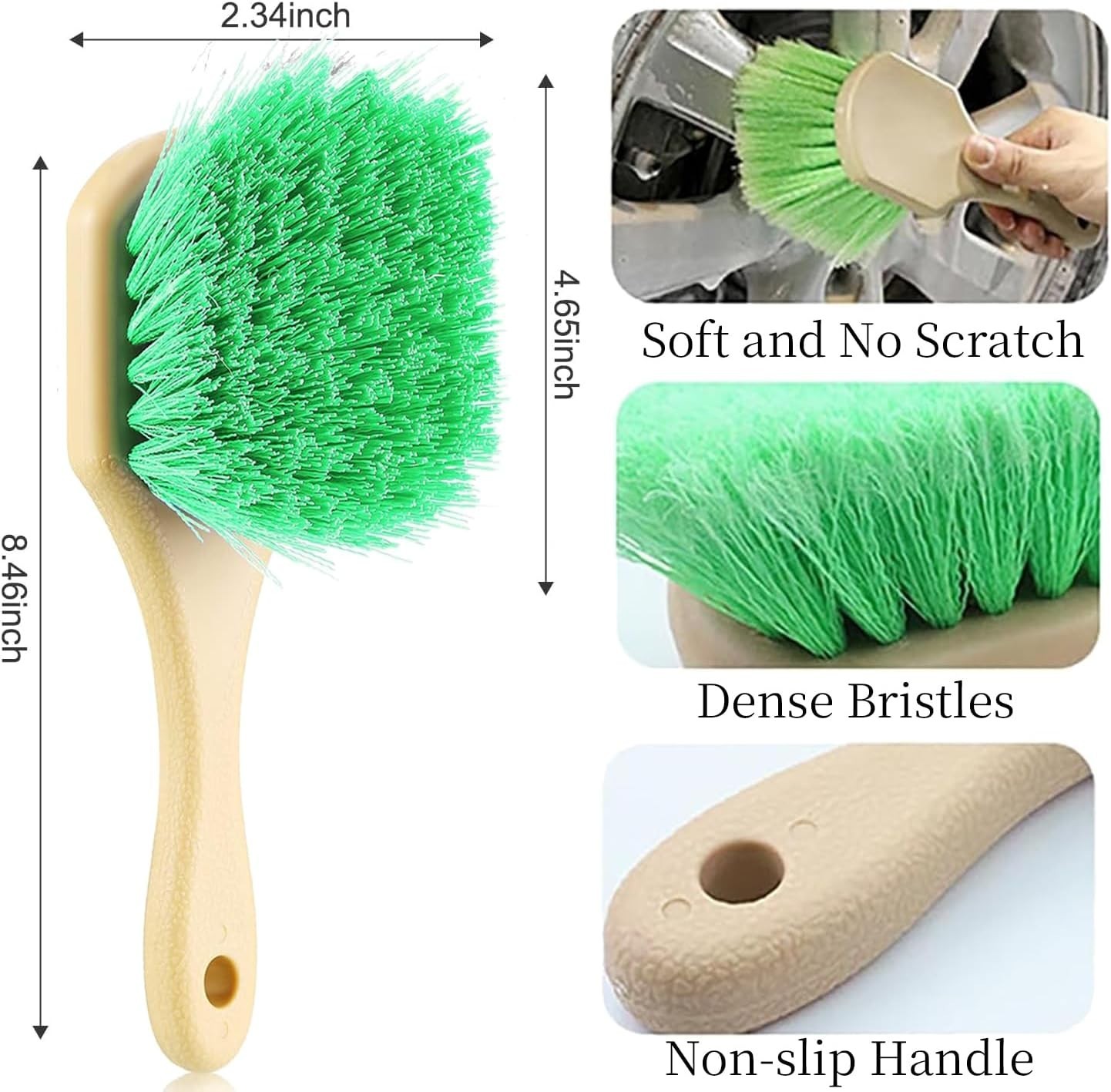 Wheel Rim Tire & Carpet Cleaning Brush Set, Soft & Stiff Bristle Wash Cleanin…