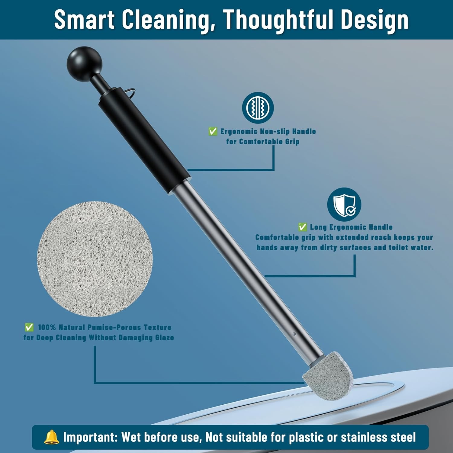 2026 New Pumice Toilet Cleaner 17inch with Handle – Toilet Pool & Tub Hard