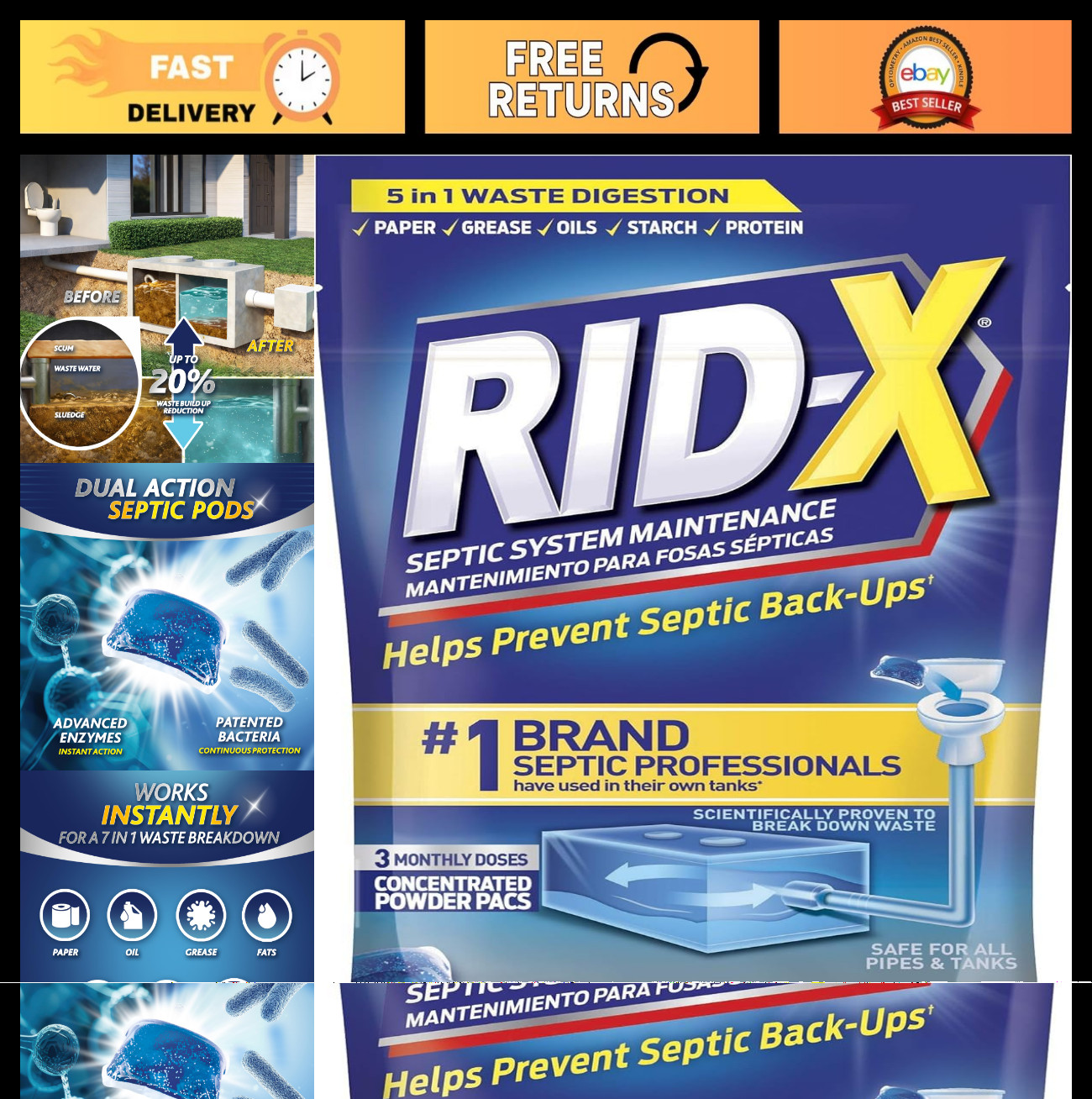 Septic Tank Treatment System – Rid-X Formula, 3.2 oz, Effective Waste Digestion