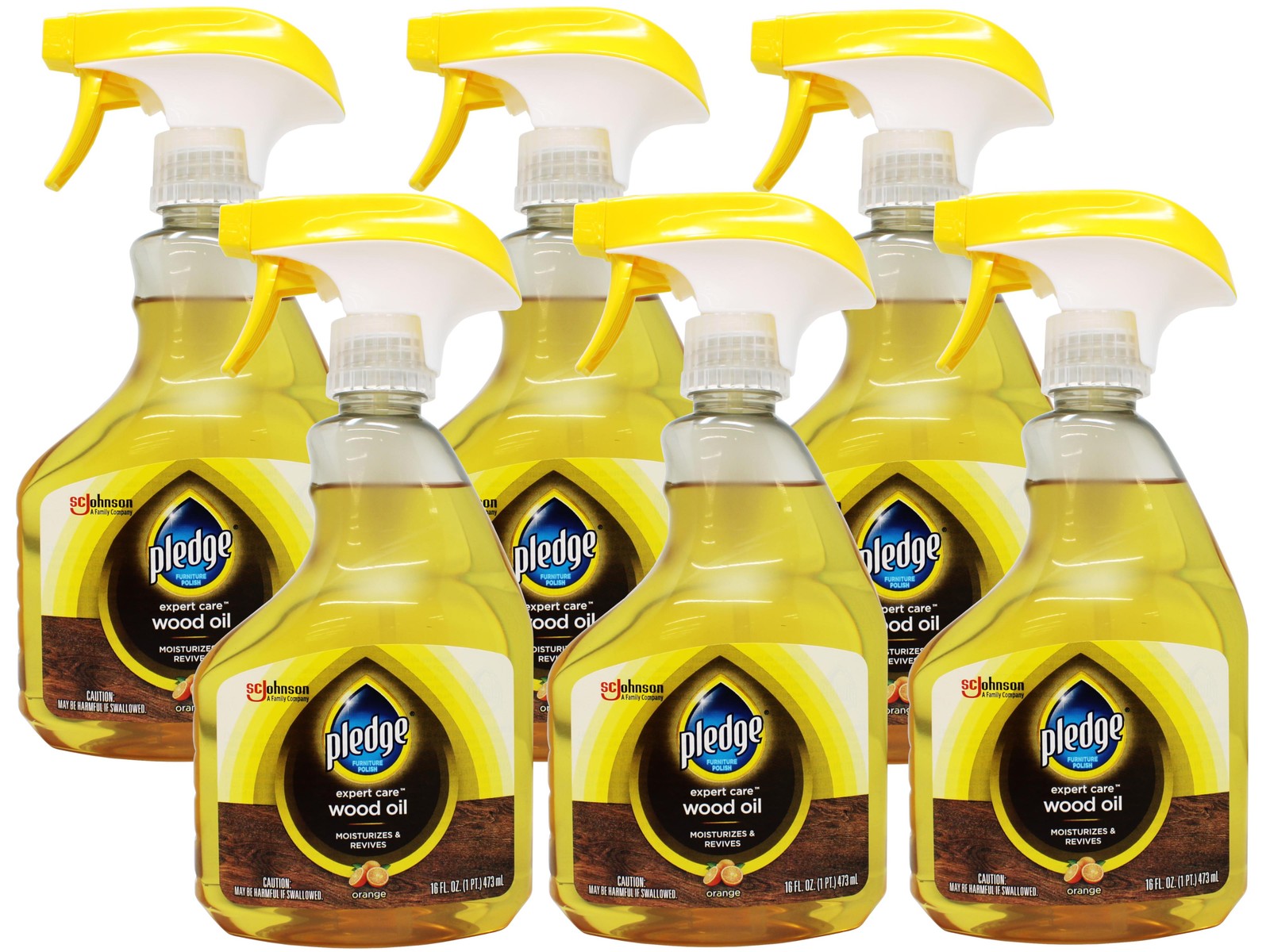 6 Pack Pledge Wood Oil Expert Care Spray Moisturizes with Orange Scent 16 oz