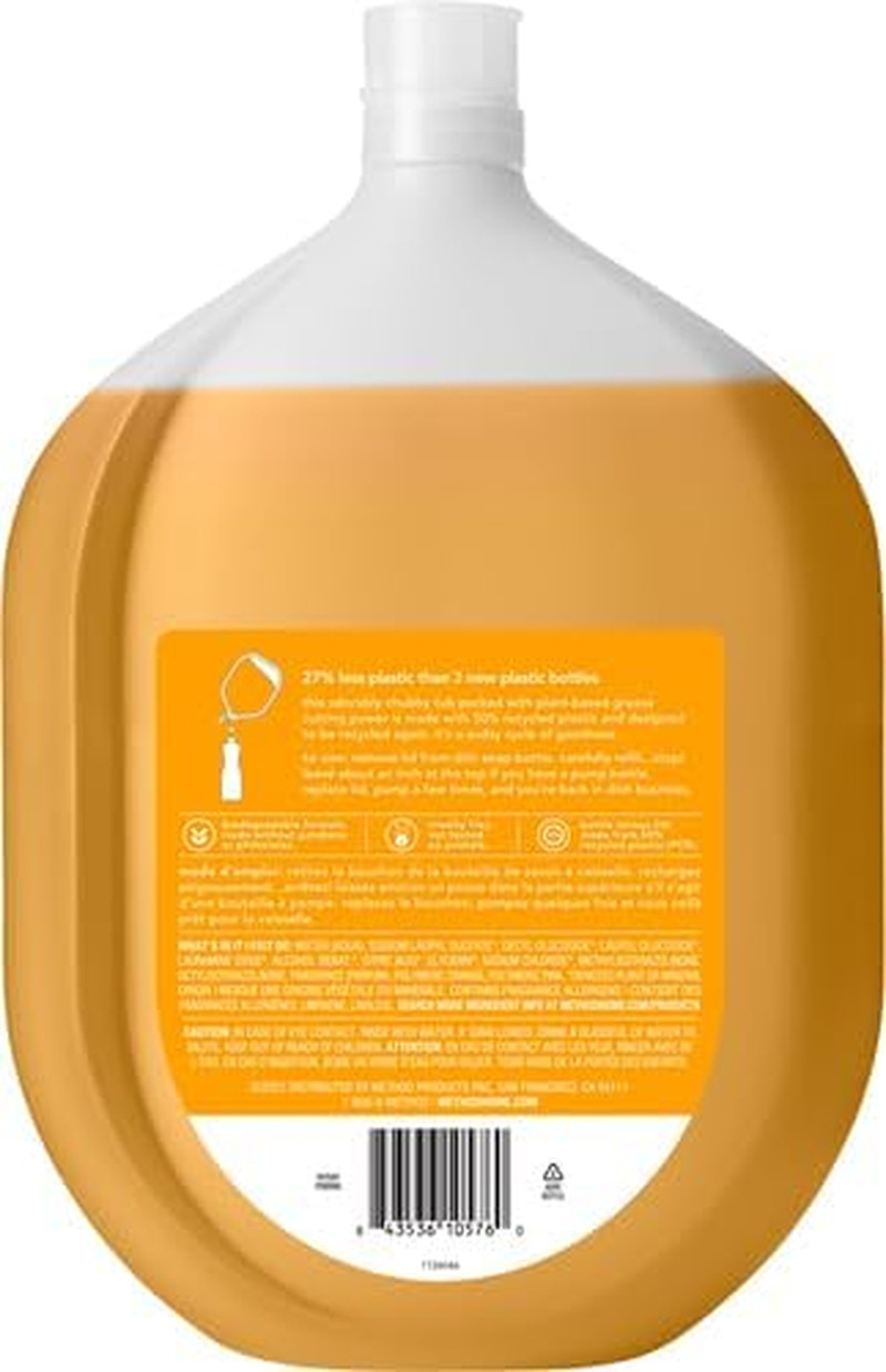 Method Gel Dish Soap Refill, Clementine Scent, Powerful Cleaning Formula, Large