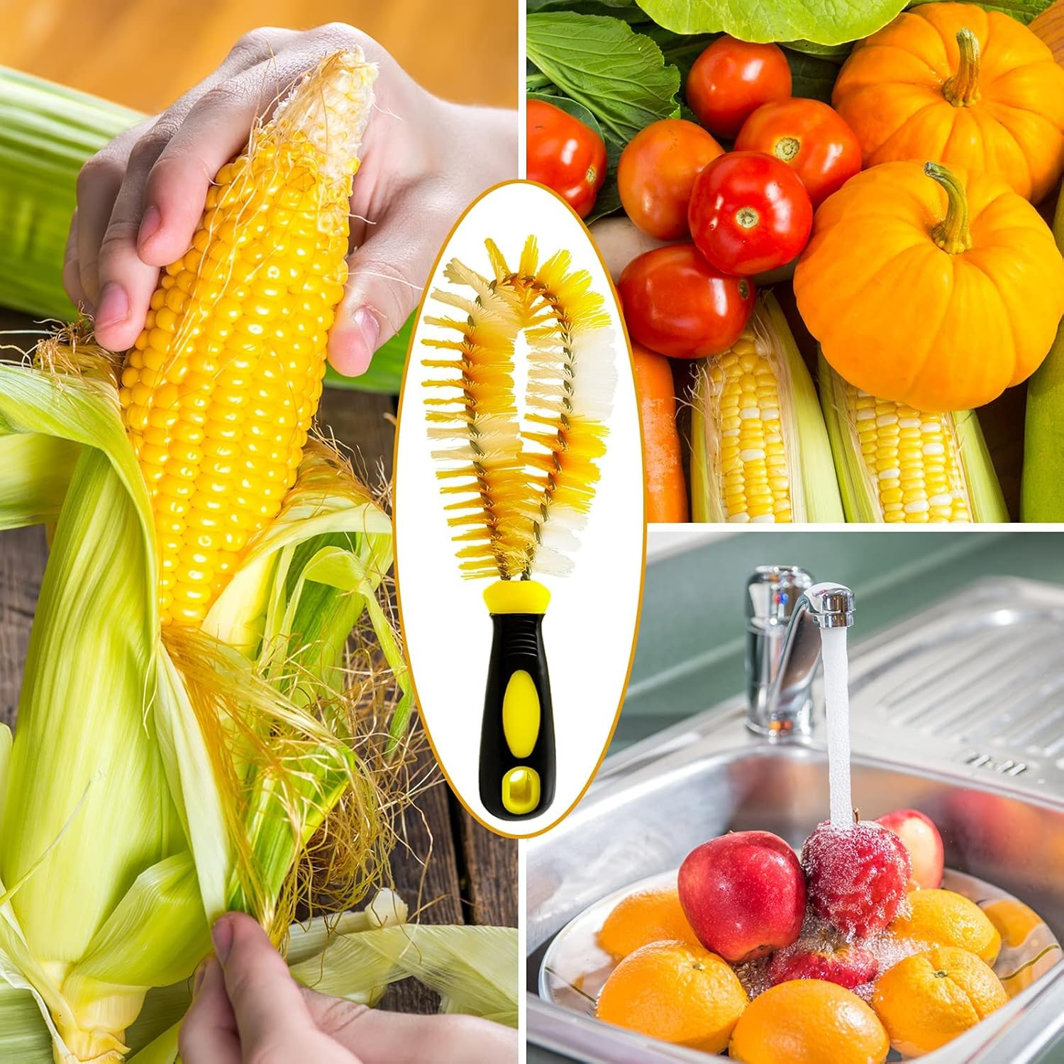 Corn Silk Remover Cleaning Brush for Vegetables with Handle Nylon Bristles Tool
