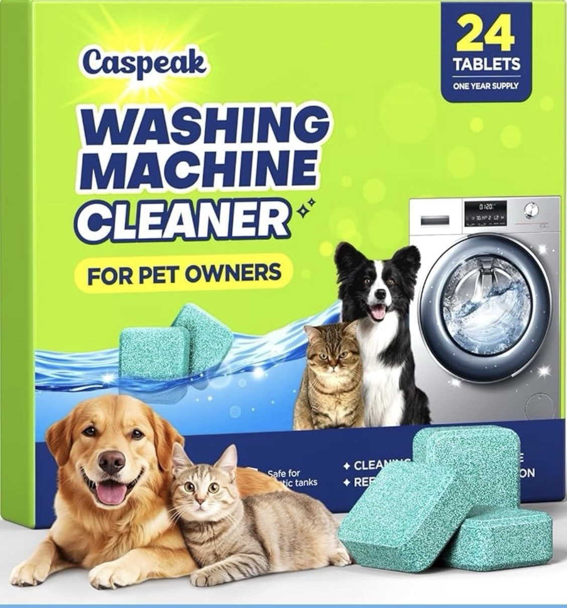 Washing Machine Cleaner Tablets HE Front & Top Load Odor Remover 24 Pack