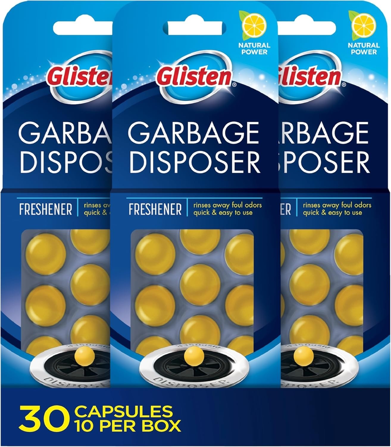 Eco-Friendly Sink Odor Eliminator – 30 Lemon Freshness Capsules for Cleaning