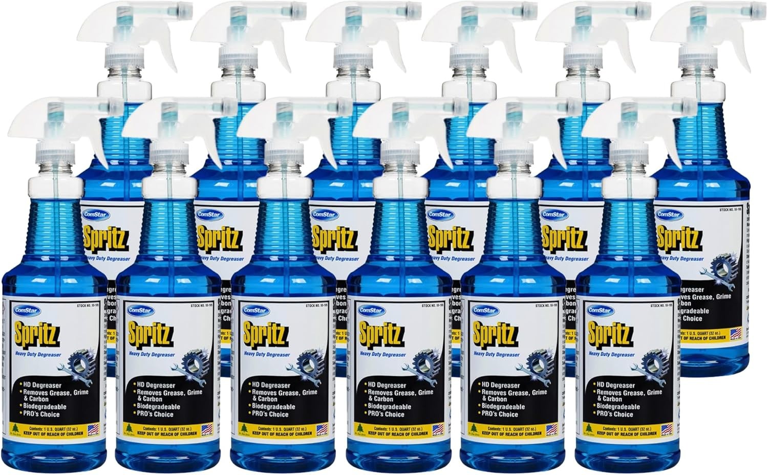 ComStar Spritz Heavy-Duty Degreaser 1 Qt, Oil & Grease Cleaner, 12 Pack