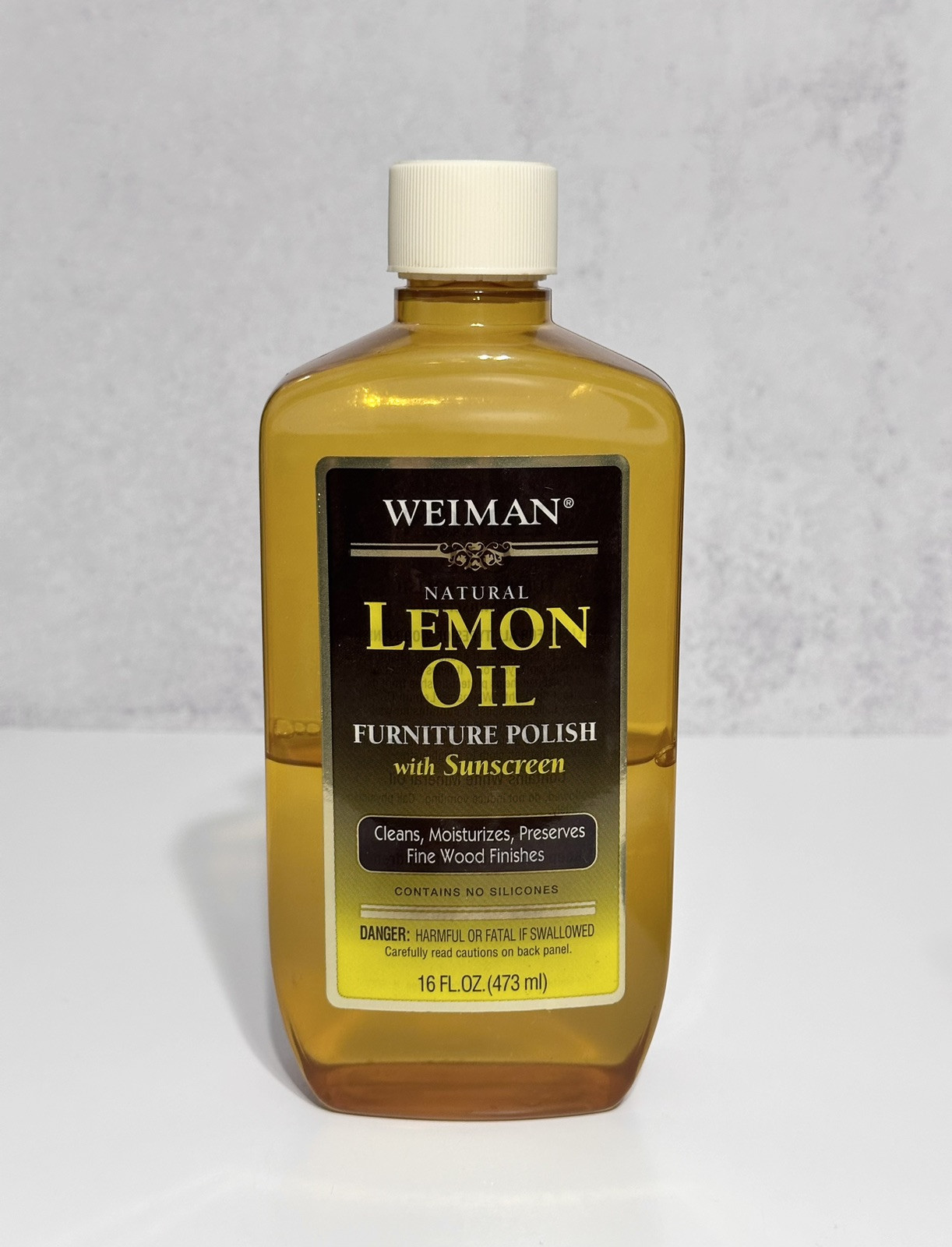 Original Weiman Natural Lemon Oil Furniture Polish Sunscreen 16 oz (40% Full).