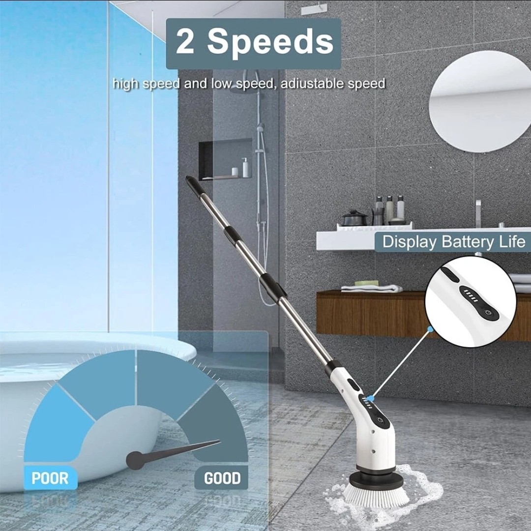 9-in-1 Electric Spin Scrubber Cordless Power Cleaning Brush Rechargeable used 1x
