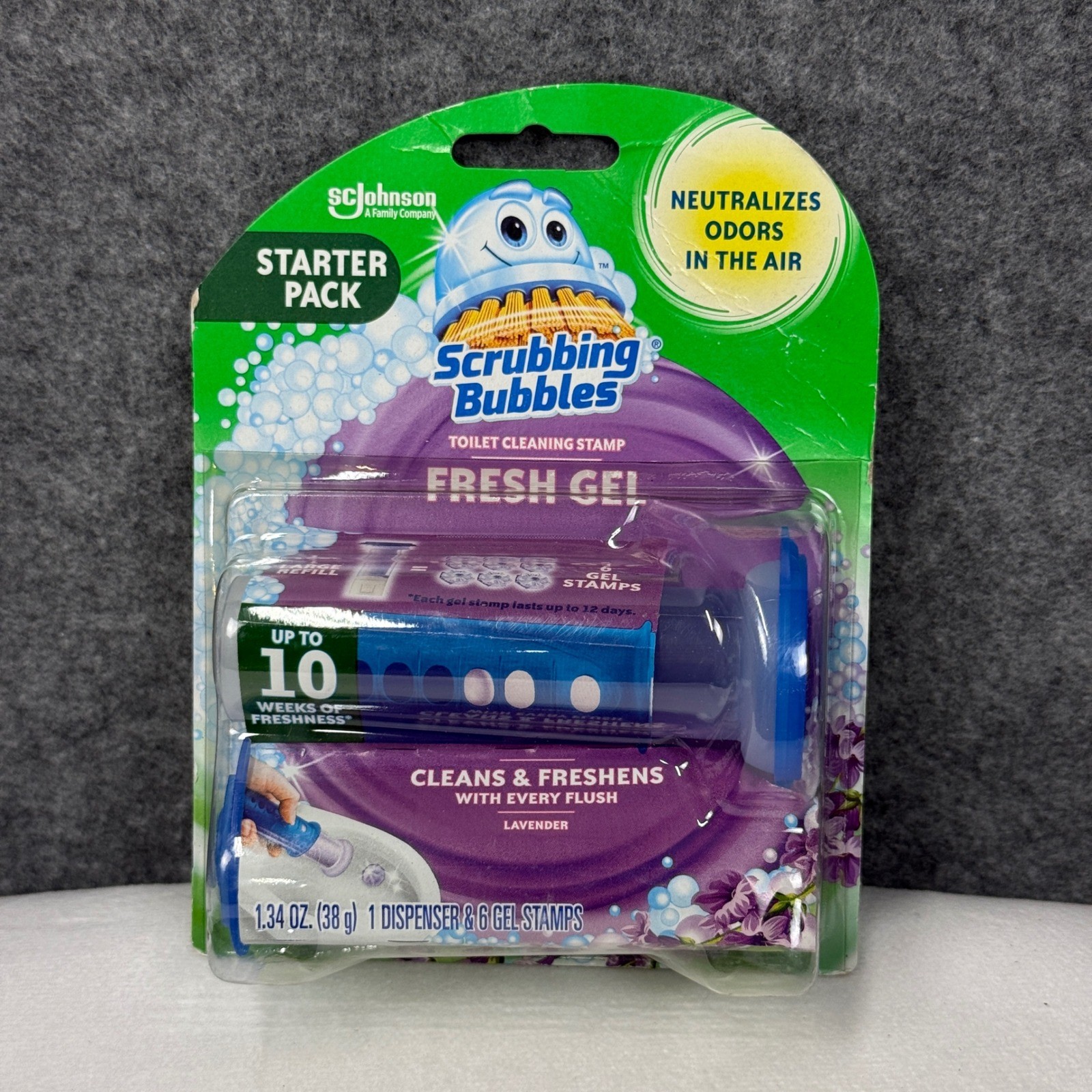 Scrubbing Bubbles Fresh Gel Toilet Cleaning Stamp Starter Pack Lavender
