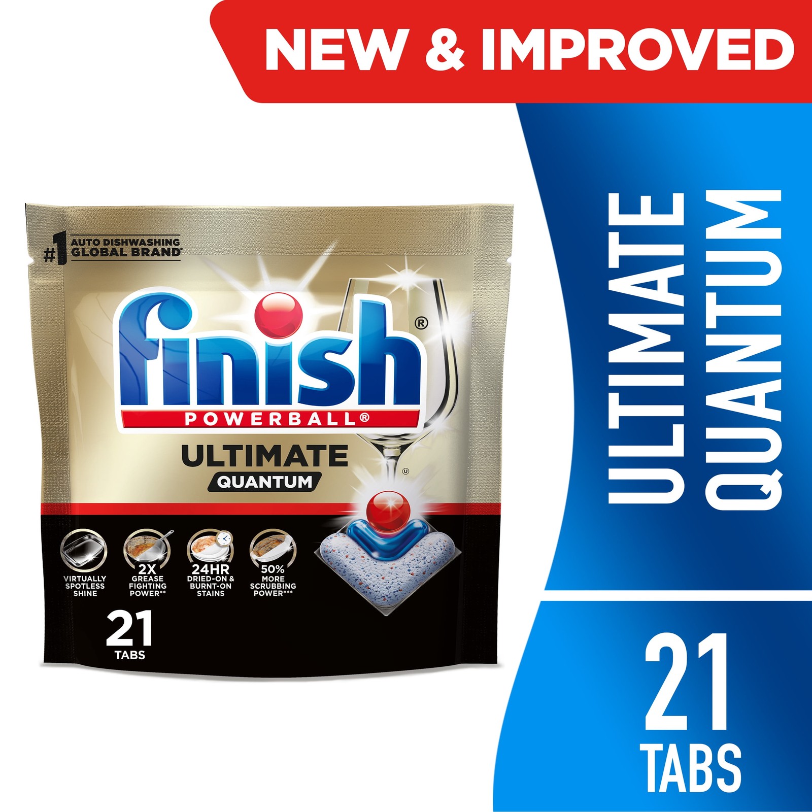 Ultimate Quantum Dishwasher Pods, 50% More Cleaning Power, 21 Tabs