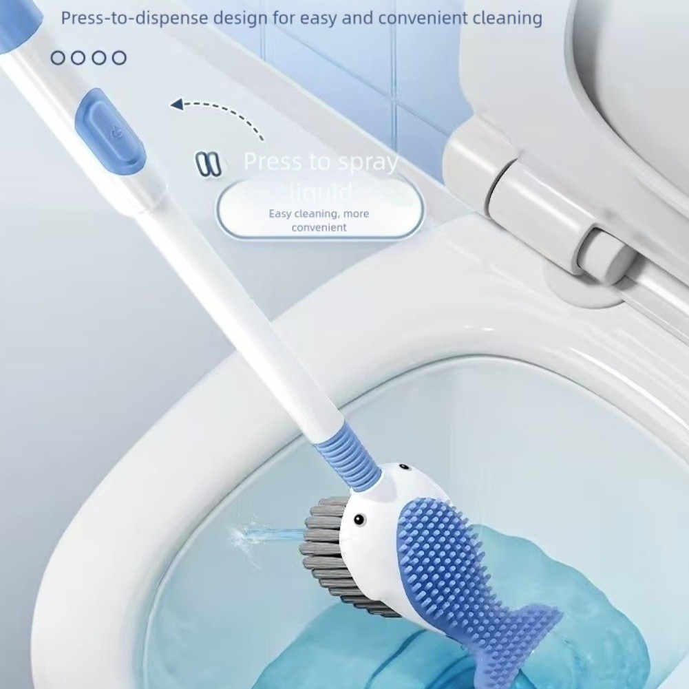 Toilet Brush with No Dead Angle Cleaning Bristles and Reliable Suction Cup Base