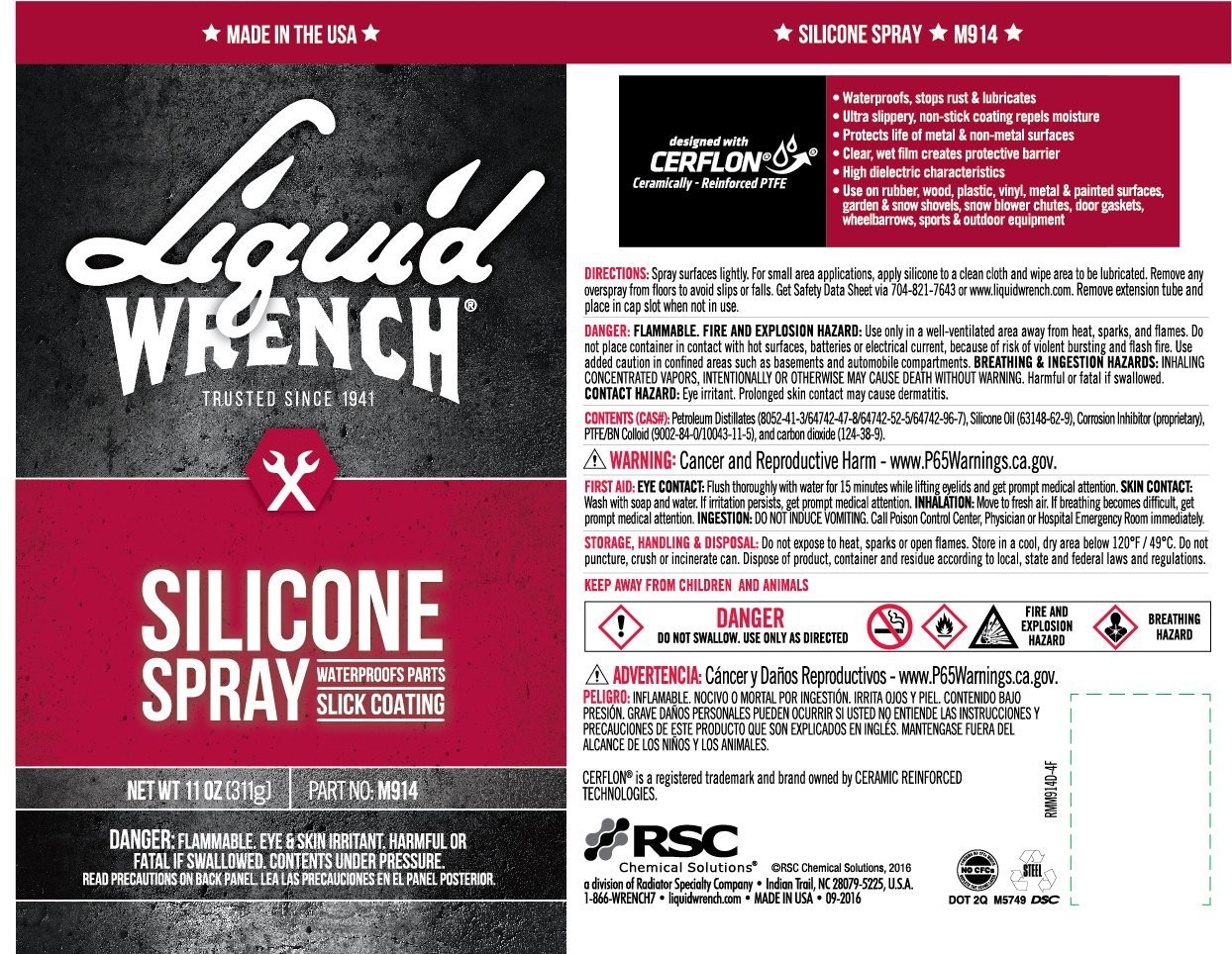 Liquid Wrench M914/4-4PK Silicone Spray – 11 oz., (Pack of 4 , package may vary)