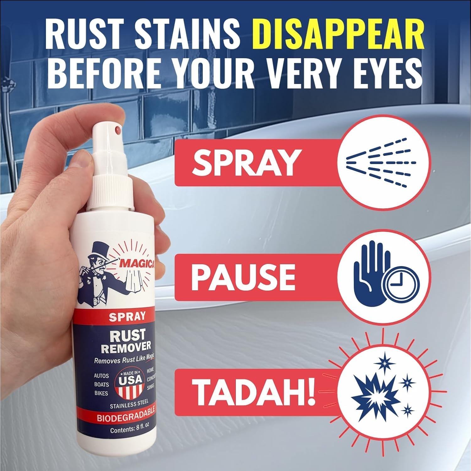Trusted Magica 8oz Rust Remover – No Scrubbing, Transforms Stains Effortlessly