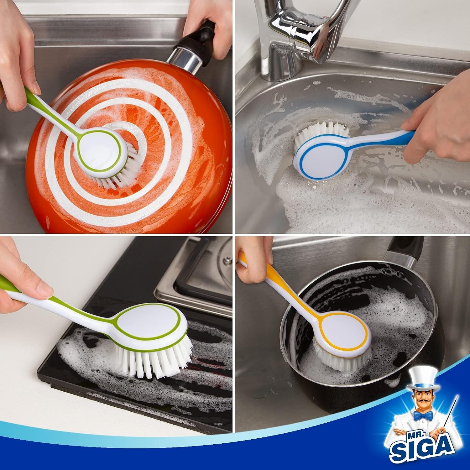 Round Dish Brush, Size: Dia 5.5 x 25cm – Pack of 3