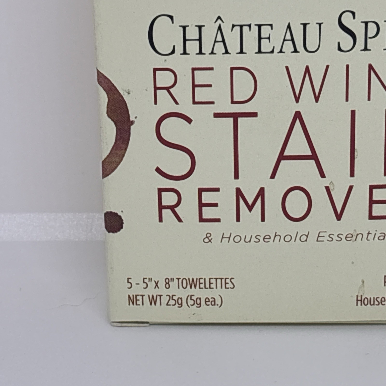 (3) Chateau Spill Red Wine Stain Remover Wipes Towelettes, 5 Wipes Per