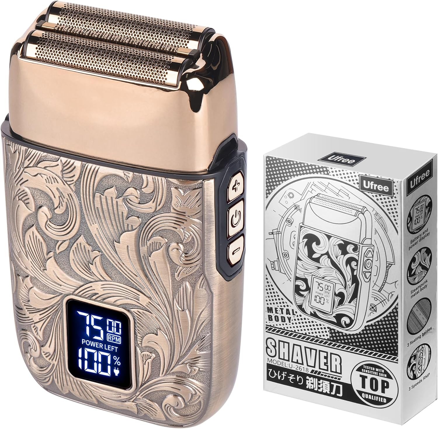 Ufree Close Shave Electric Foil Shavers for Men, 3-Speed Electric Razor, Bald