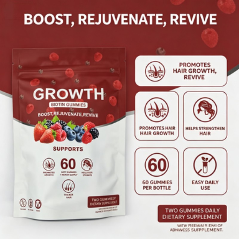 Hair Growth Gummies – Biotin Vitamins Plant Extracts, Supports Health