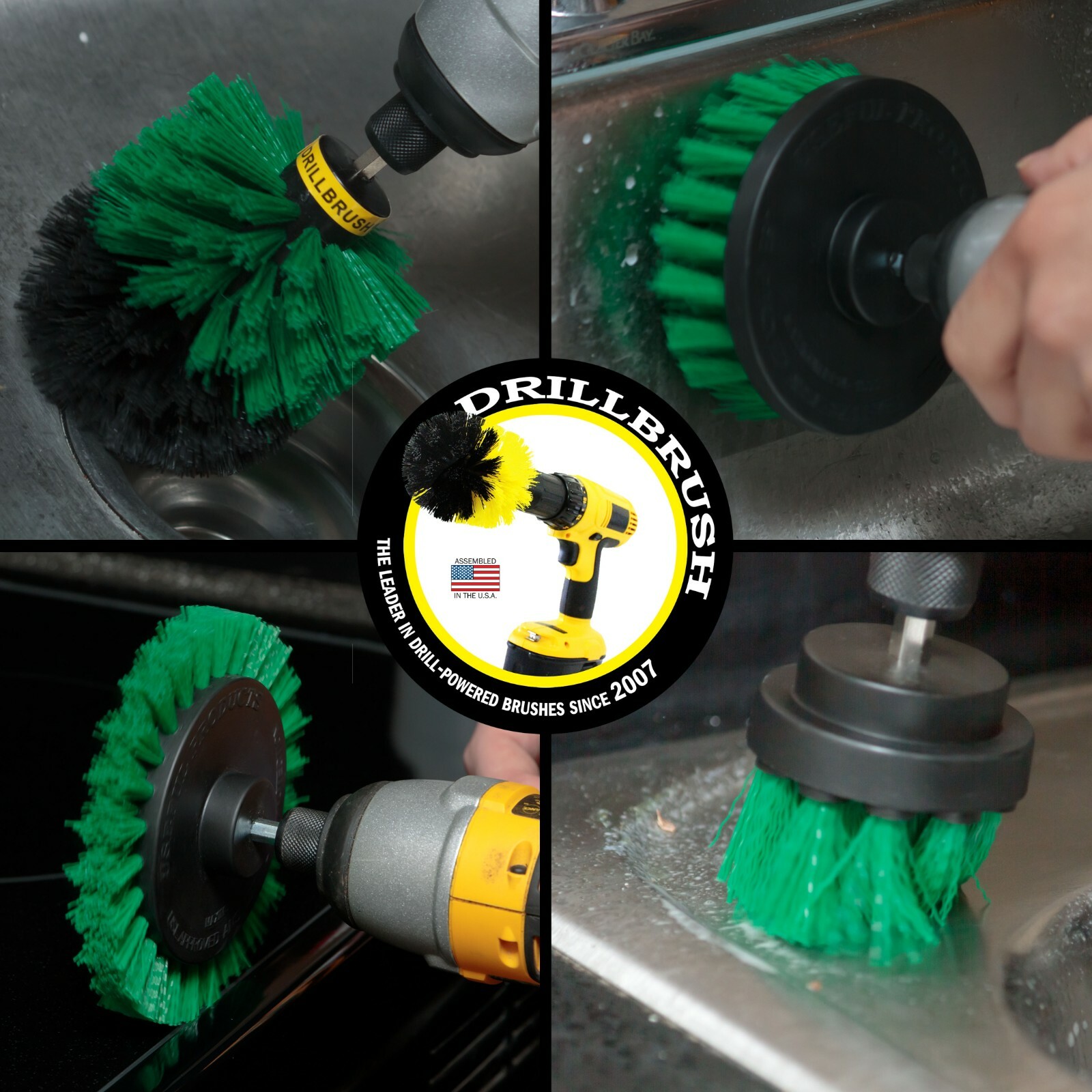 Drill Power Kitchen Scrub Brush Kit – Oven Cleaning Drillbrush Attachment
