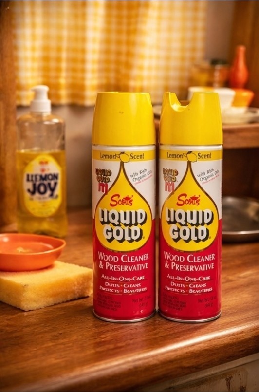 2 -Vintage Scott’s Liquid Gold Aerosol Cans Retro 1970s Kitchen Film Prop Decor