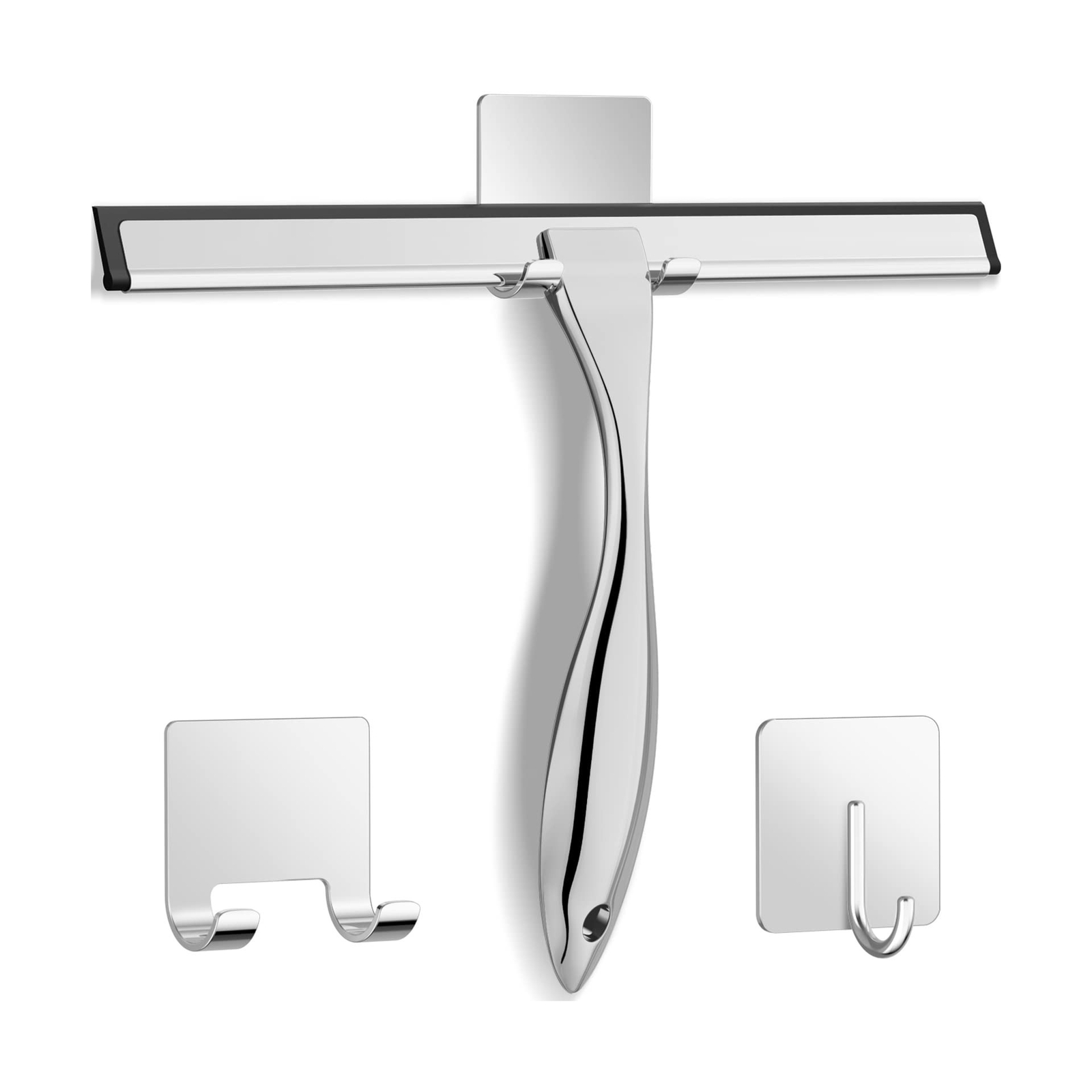 All-Purpose Stainless Steel Shower Squeegee for Shower Glass Door with 2 Adhe…