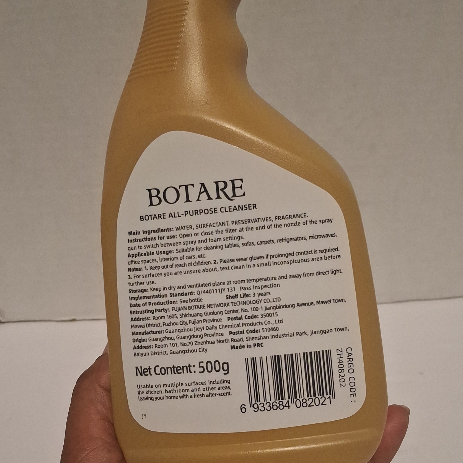 BOTARE All-Purpose Multi-Surface Cleanser, Foam Spray Tech, Fresh Scent 500g