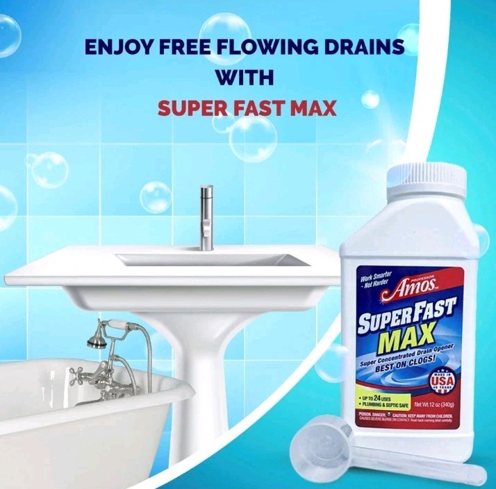 Professor Amos 16oz. SuperFast Max Concentrated Powder Drain Opener, New