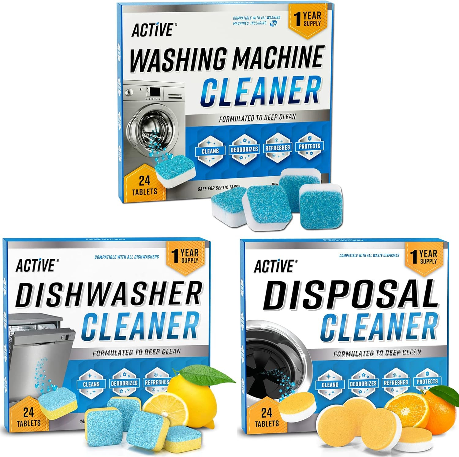 Washing Machine Deep Cleaning Tablets for Front Top Load Washer Septic Safe