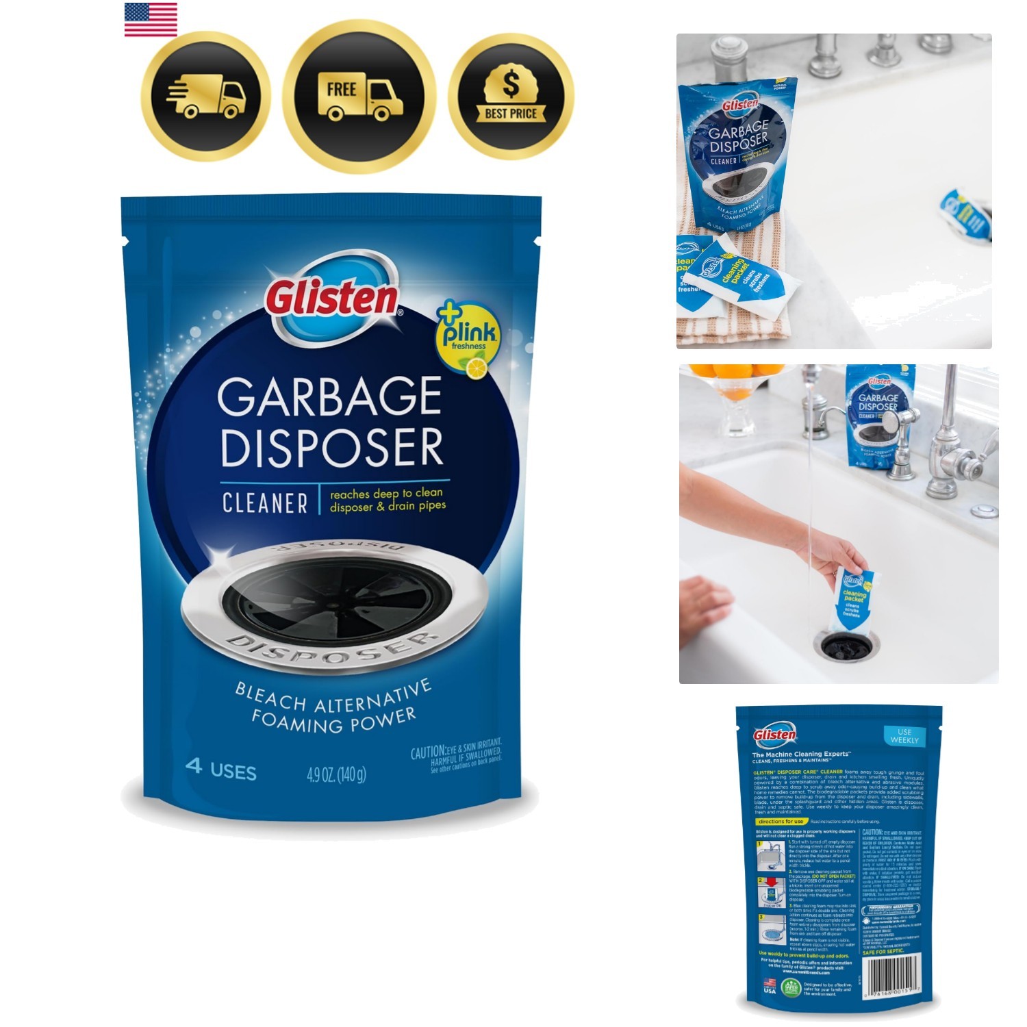 Garbage Disposer Cleaner Strips Foaming Power Freshener 20 Packs