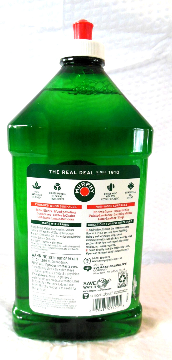 Murphy Squirt and Mop wood cleaner 32 oz 1 qt citronella oil scented Murphy Soap