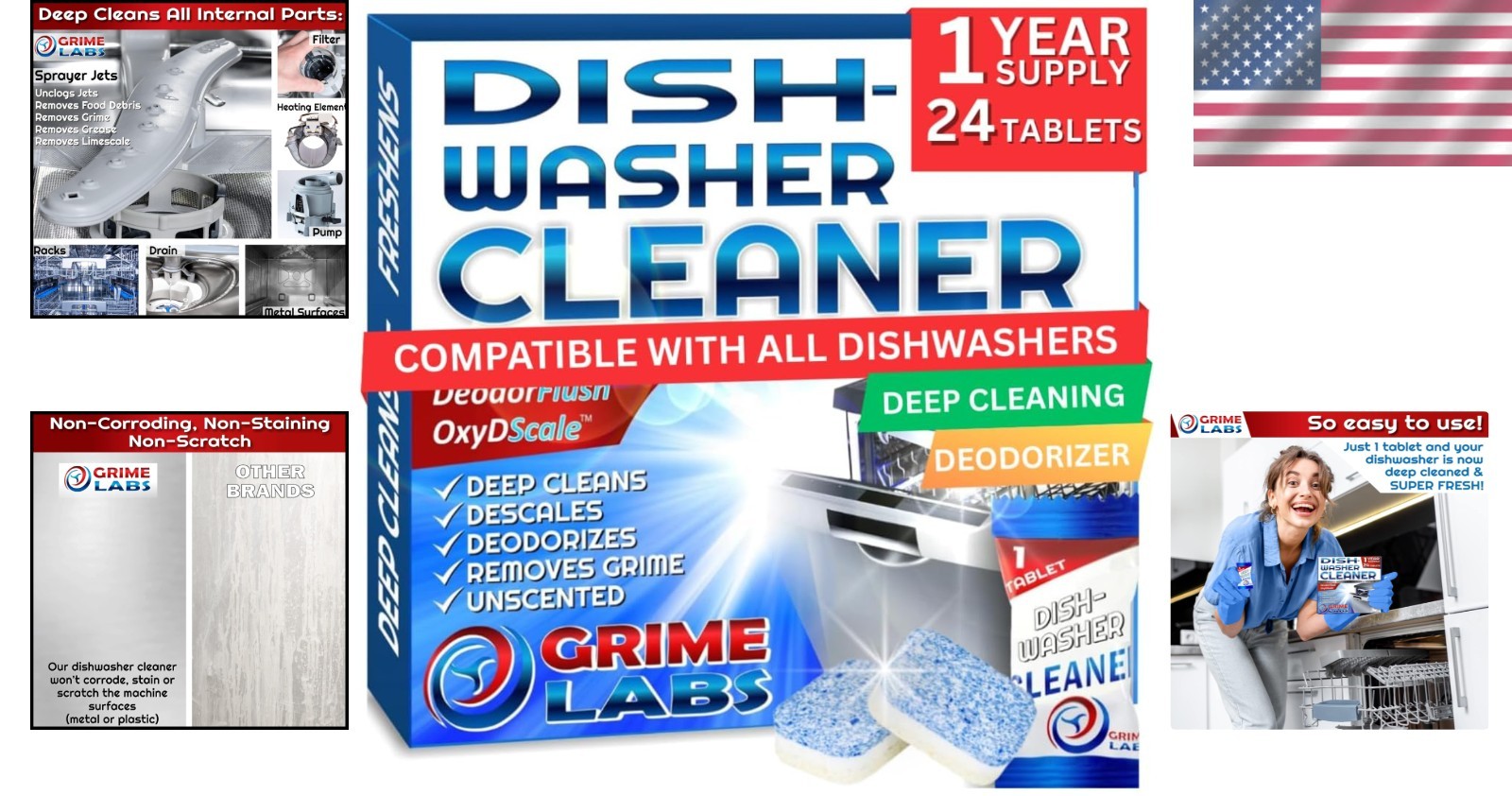 Powerful Dishwasher Cleaner & Deodorizer Pods – 24 Tablets for Hard Water Issues