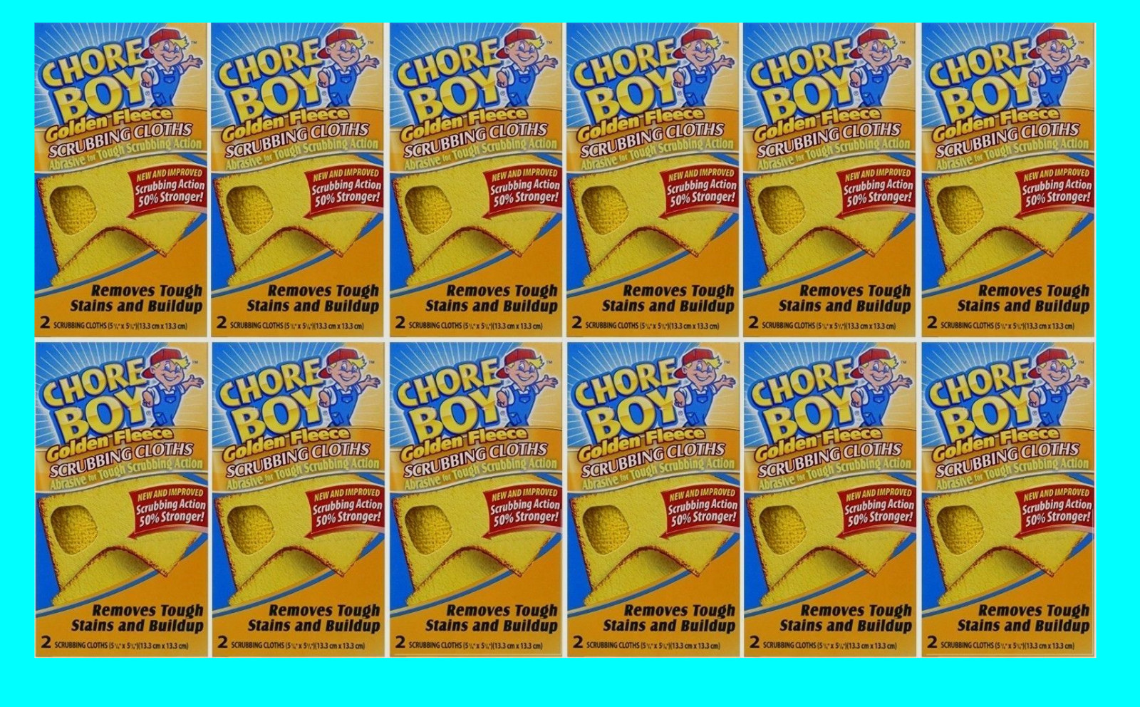 24 Pads! CHORE BOY Golden Fleece Scouring Cloths Pad Cleaning Kitchen Lawn Tools
