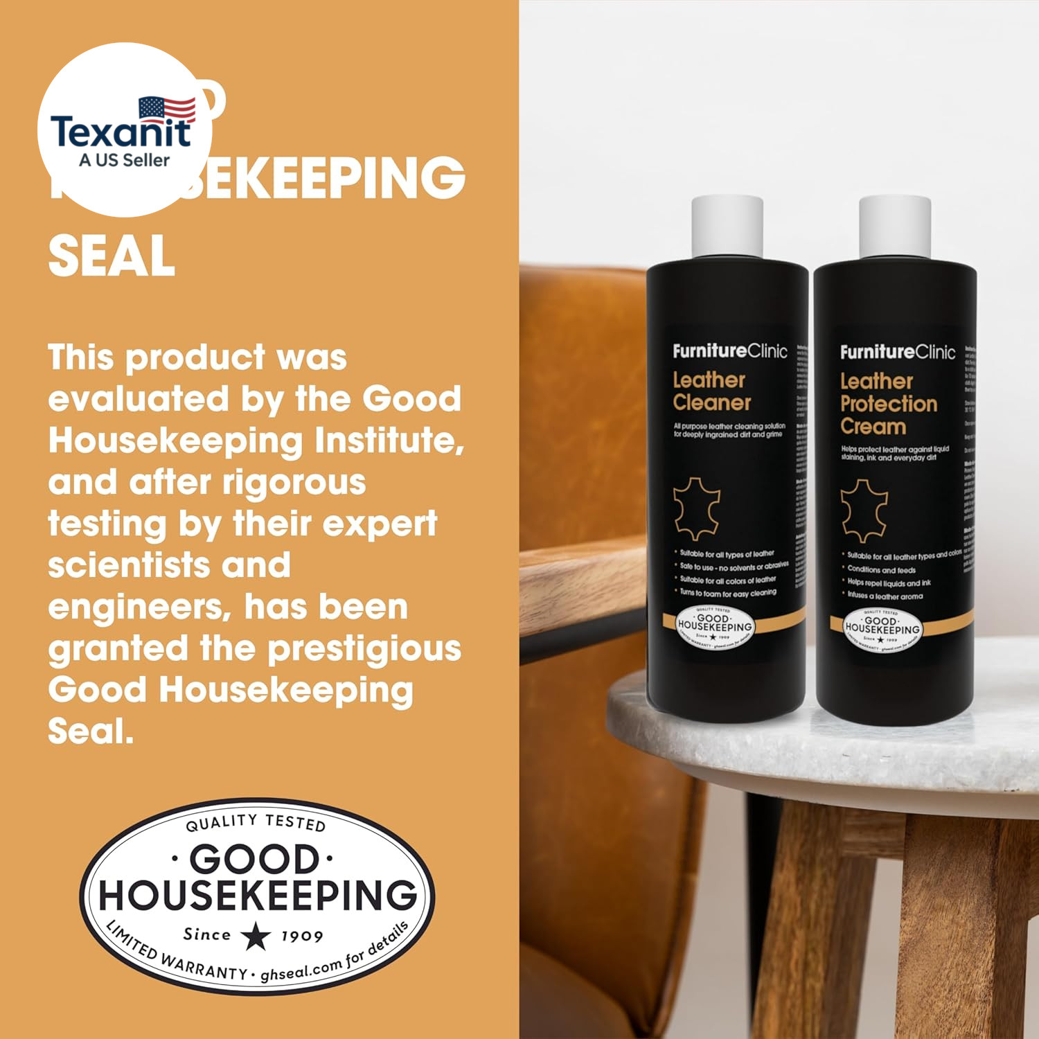 Large Leather Care Kit | Leather Cleaner + Conditioning Protection Cream for Fur
