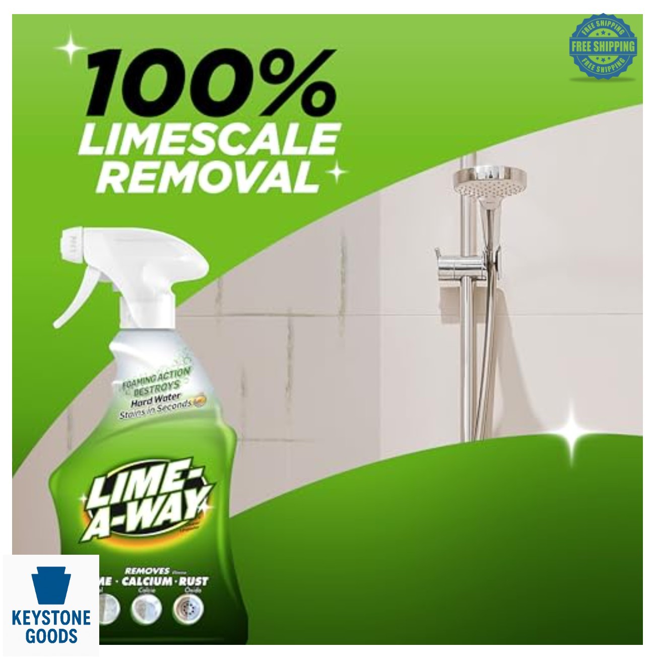 Hard Water Stain Remover Spray 32oz Tough Lime Calcium Rust Bathroom Cleaner