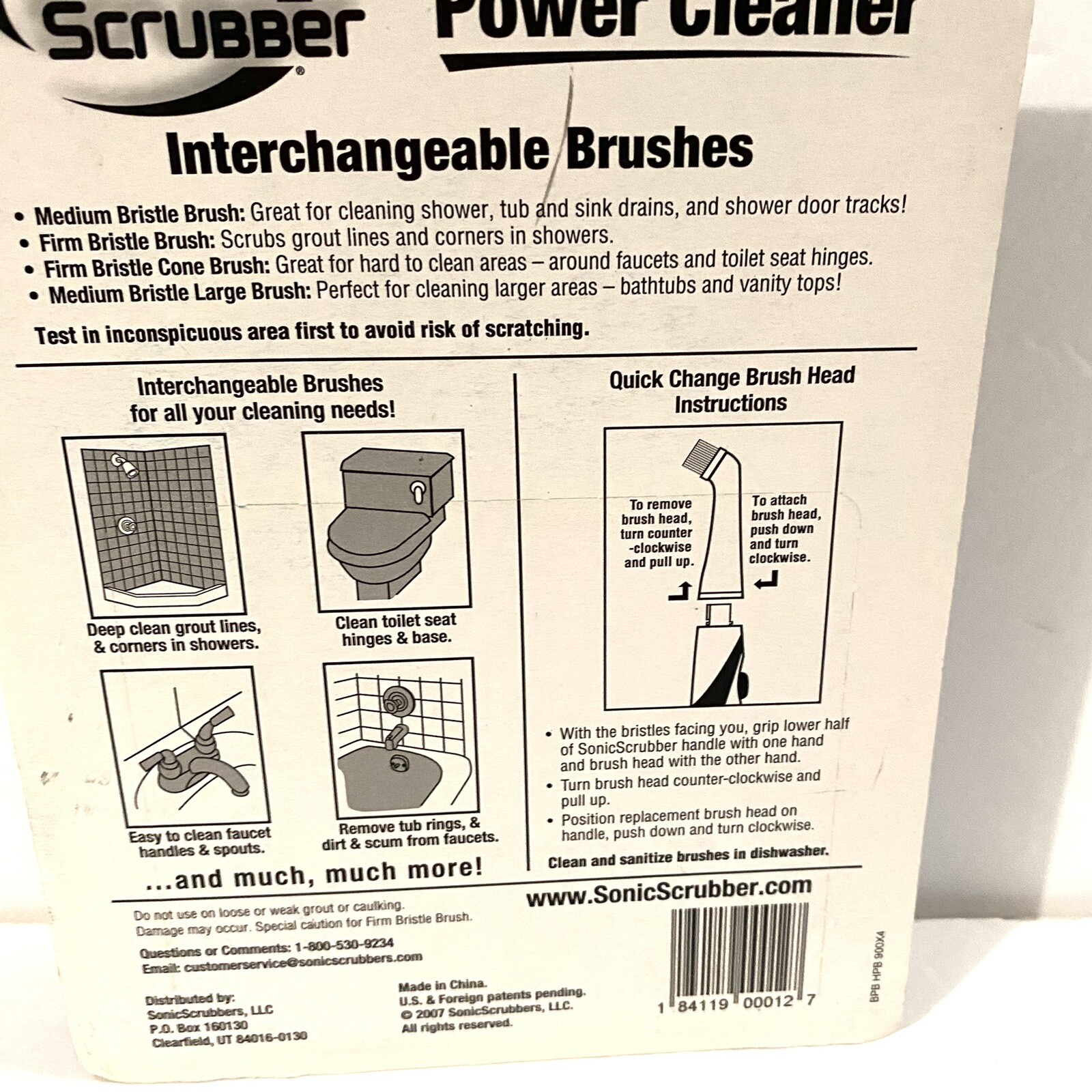 Sonic Scrubber Bathroom Interchangeable Brush Heads Set of 4 NEW