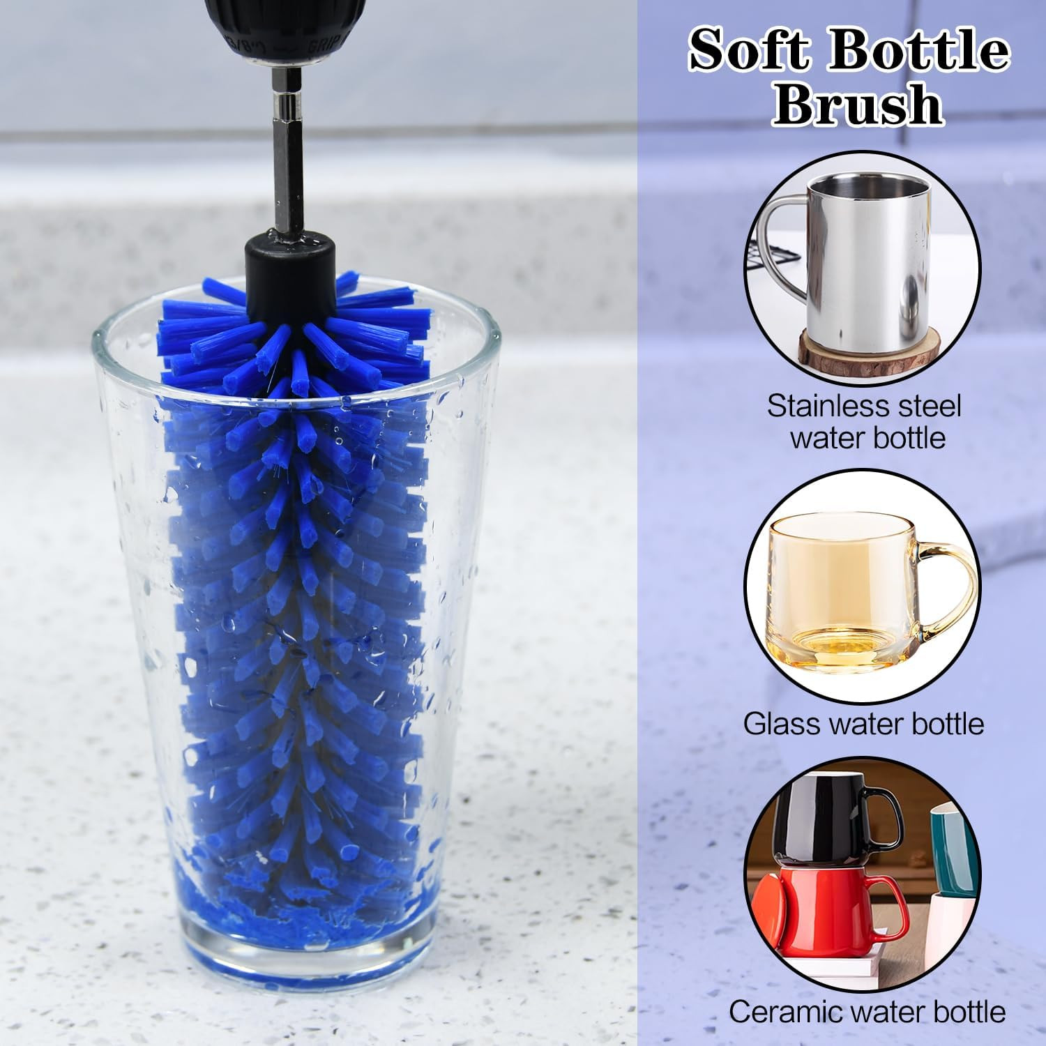 Drill Brush for Car Wheel and Bottle, Highly Dense and Durable Car Cleaning Brus