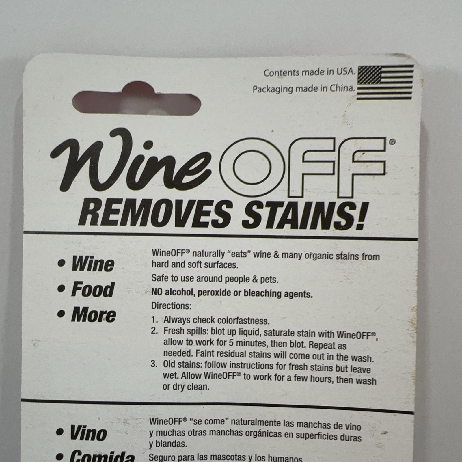 Wine Off Spot Remover Pen 0.34 Oz USDA Biobased Plant Based Stain Remover USA