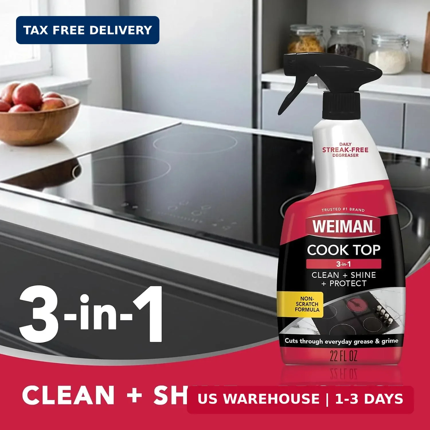 Weiman 22 Fl Oz Cooktop Cleaning Spray & Microfiber Cloth – Cooktop & Oven Clean