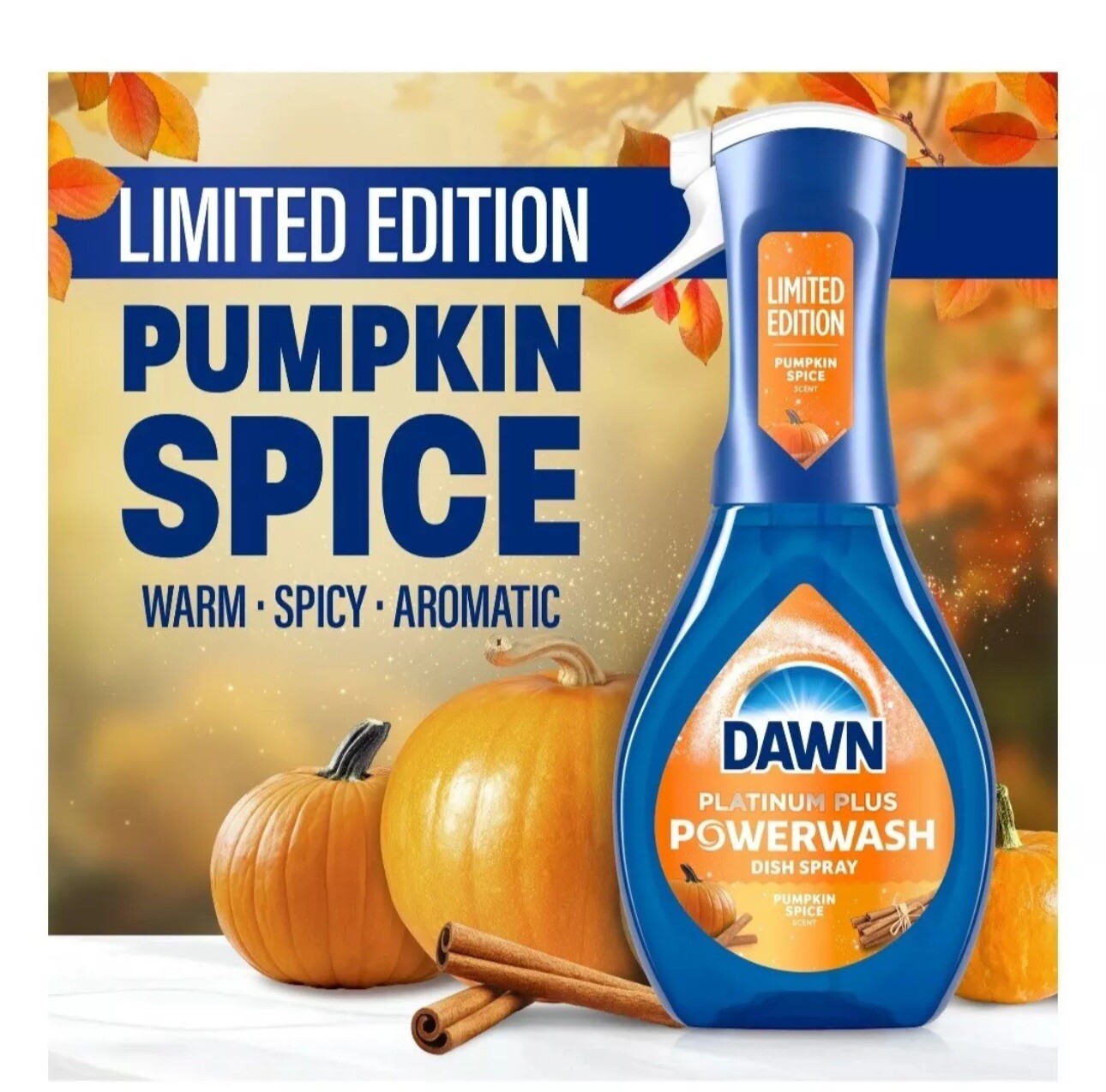 Dawn Powerwash Spray Dish Soap Dishwashing Liquid Pumpkin Spice 16Oz New