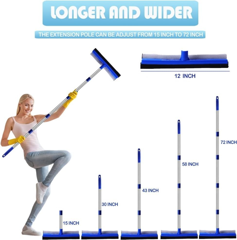 62″ or 72″ Window Squeegee for Window Cleaning – Long Handle Window Cleaner Tool